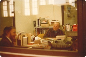 [197- or 198-] Tom in his office