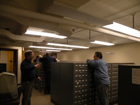 2011 Staff moving the microfilm cabinets out of 2M floor of EAL