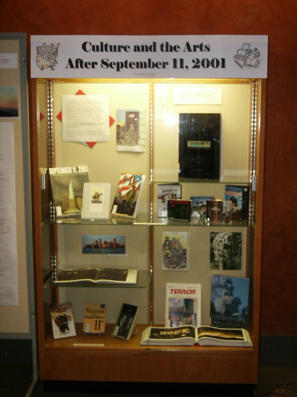 UW Bothell / Cascadia Community College Campus Library First Floor Lobby display case and exhibit area