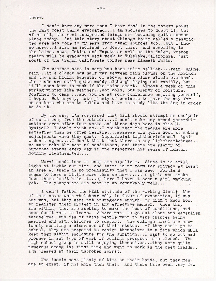 Page 2, Letter from Kenji Okuda to Norio Higano dated May 30, 1942