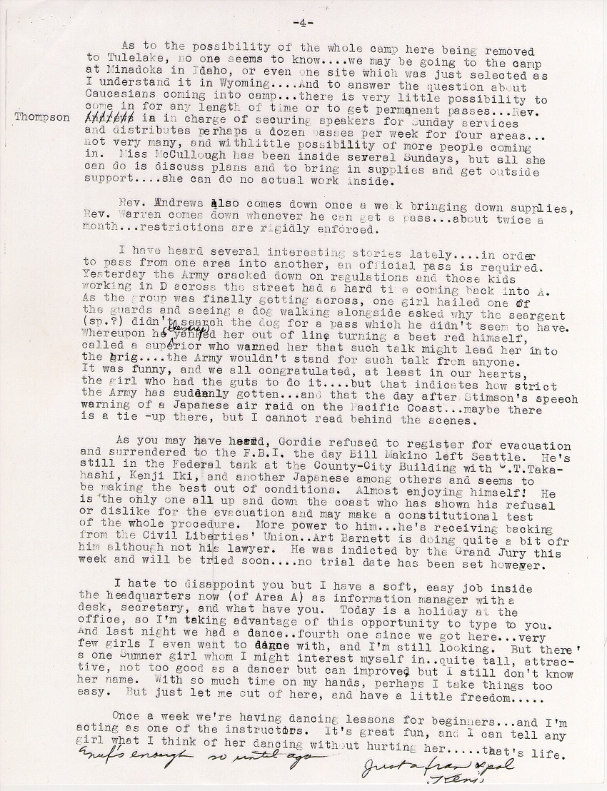 Page 4, Letter from Kenji Okuda to Norio Higano dated May 30, 1942