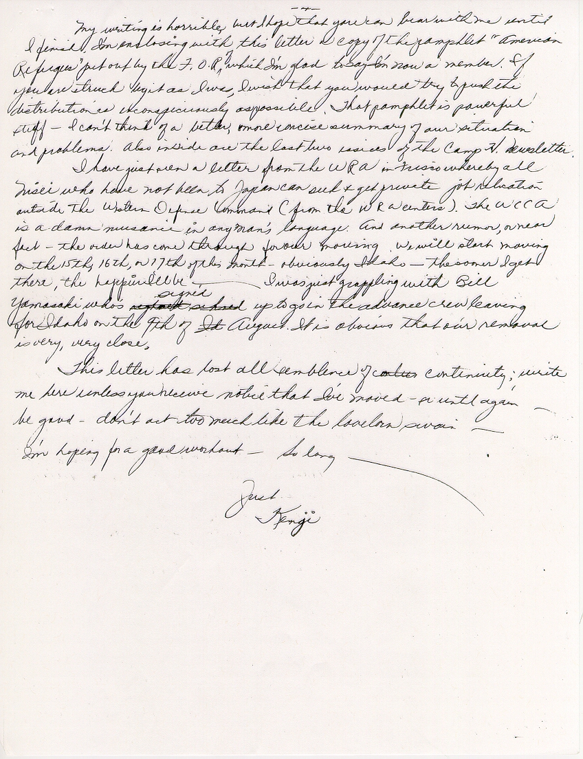 Page 4, Letter from Kenji Okuda to Norio Higano dated August 3, 1942