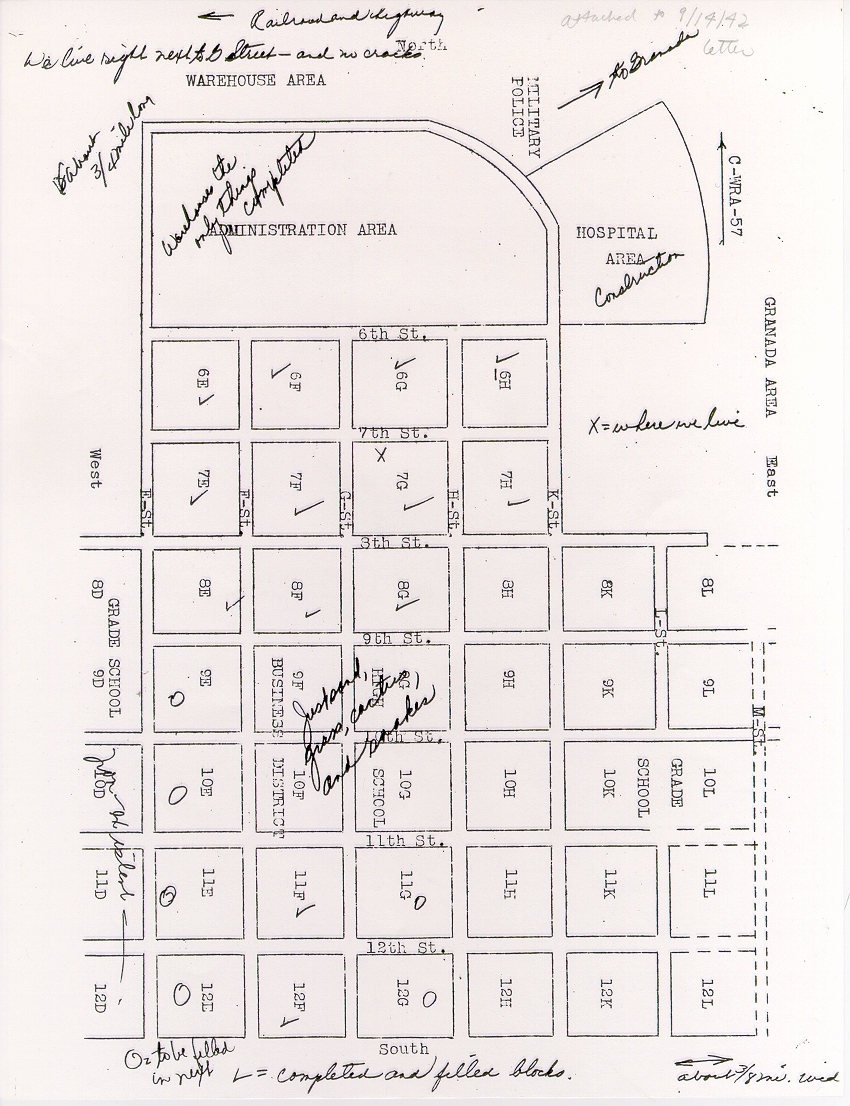 Map, Letter from Kenji Okuda to Norio Higano dated September 14, 1942