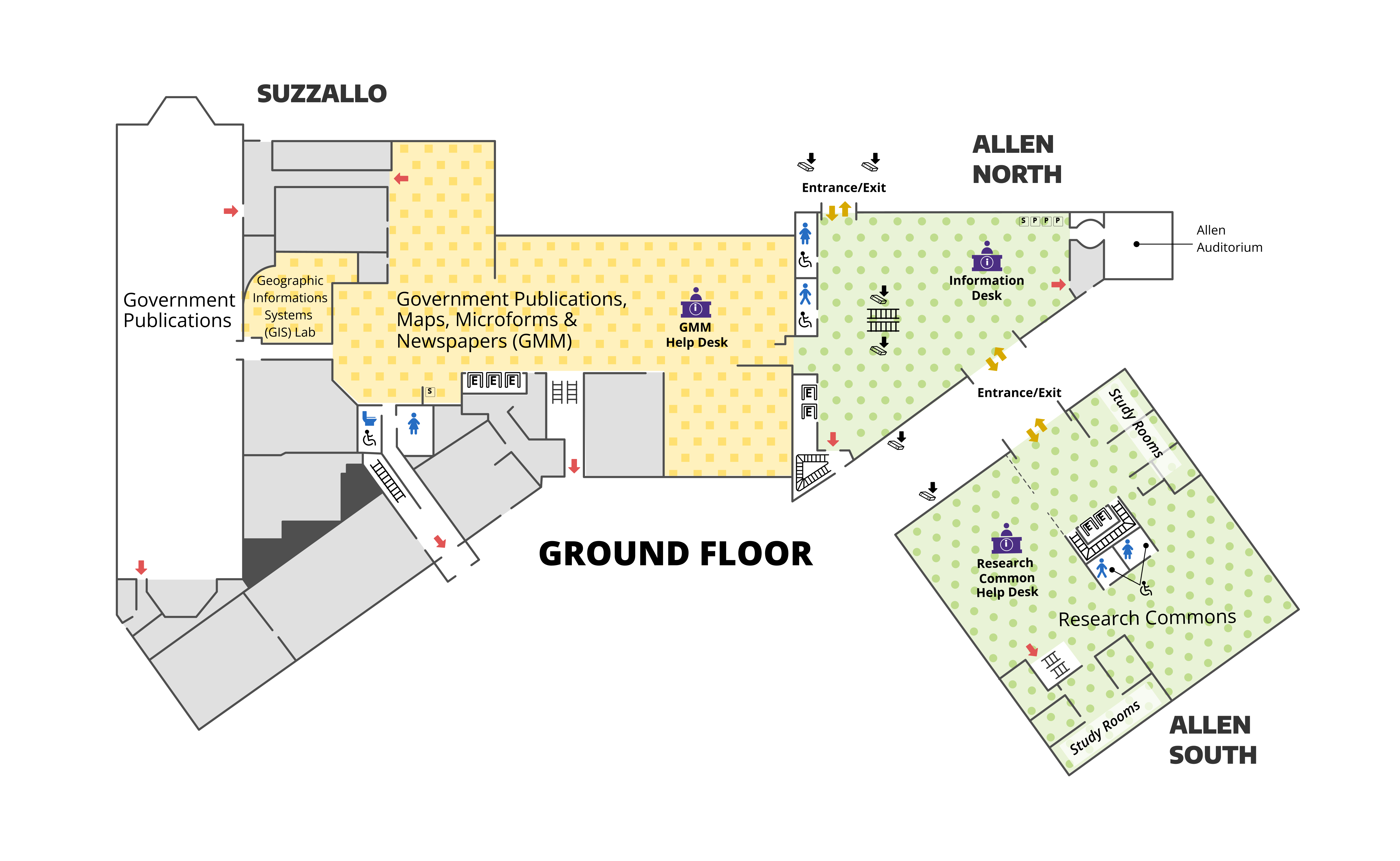Suzzallo Allen ground floor noise levels map