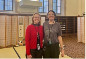 Rebecca and Melissa at Rebecca and Melissa at Tateuchi East Asia Library’s New Year Celebration