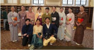 Tateuchi East Asia Library staff and students workers together with members of the Chado Urasenke Tankokai Seattle Association at the New Year Celebration