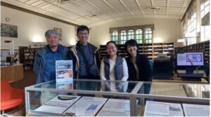 Professor Wen-tang Shiu from Academia Sinica (left) donated several of his works on Taiwan’s 228 Incident to the Tateuchi East Asia Library in person. Mr. Tzu-Chia Chiu (second left) from the 228 Memorial Museum also shipped a donation of over 40 items, mostly primary sources, to Tateuchi East Asia Library. Ellen Chang, Director of the Arts and Culture Program with Taiwan Studies, created and coordinated the 228 Incident exhibitions and events.