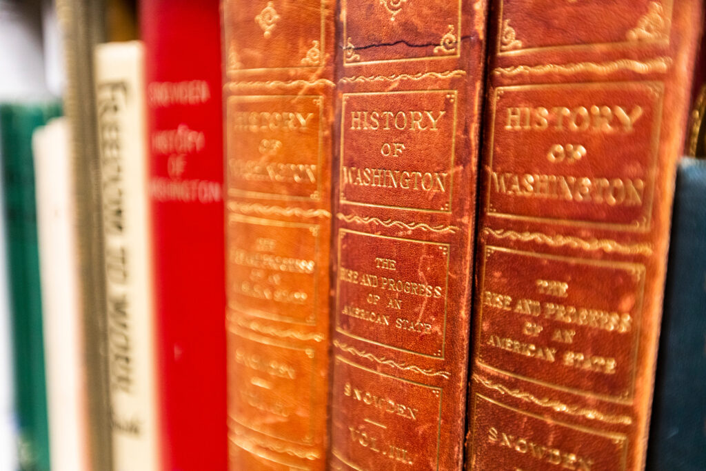 Close up of books on the History of Washington
