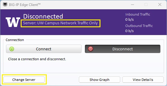 Screenshot showing Change Server button