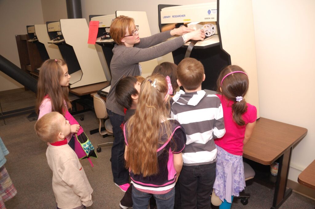 Children on a tour of the library