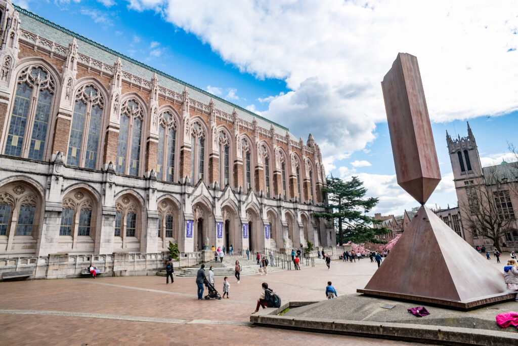 A photo of the outside of Suzzallo library