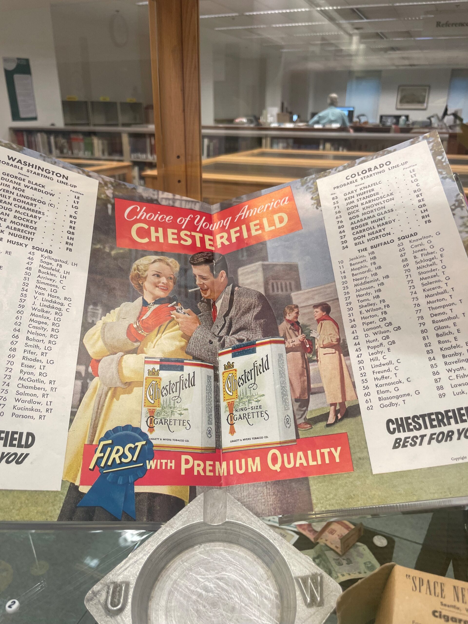 Chesterfield Cigarette ad in an athletic program