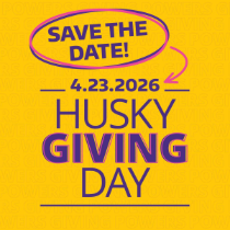 Image: graphic, Husky Giving Day "save the date" April 23