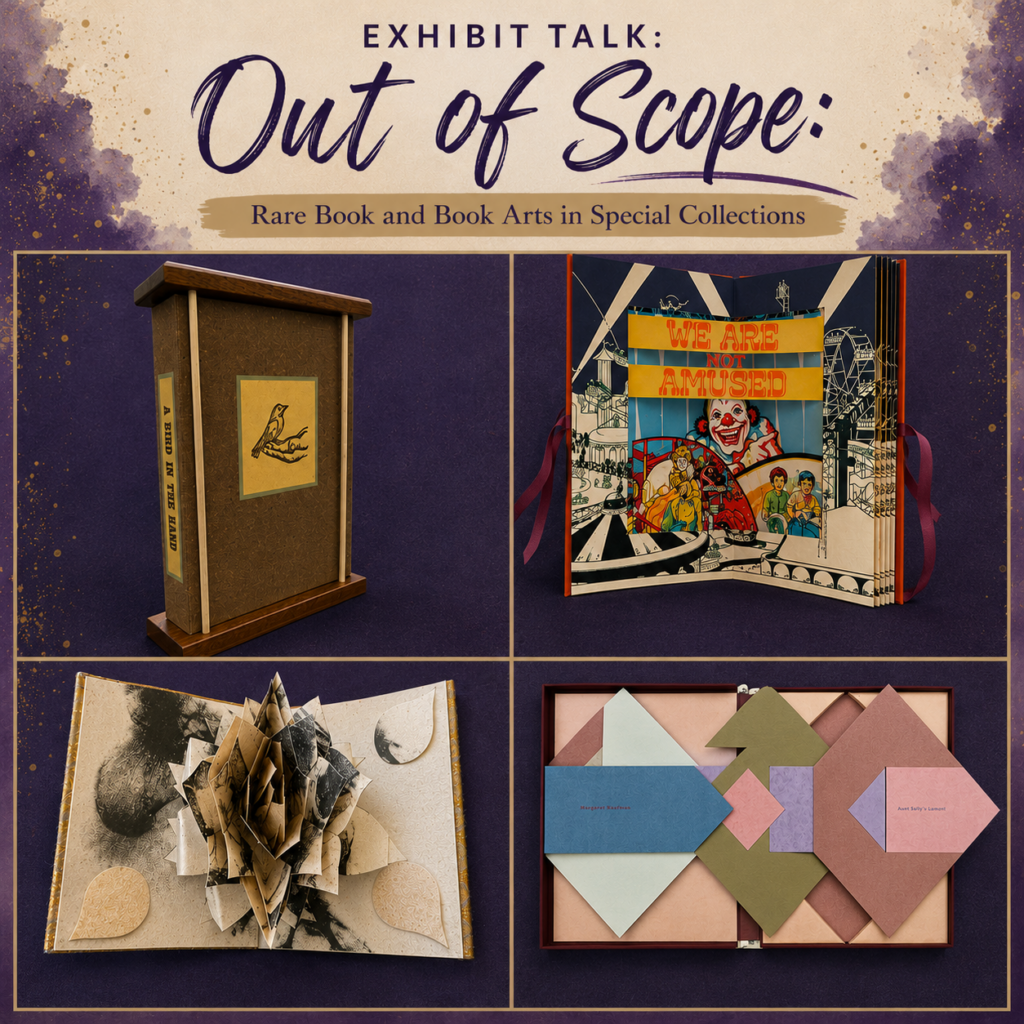 promotional image featuring different types of book art examples in the collection