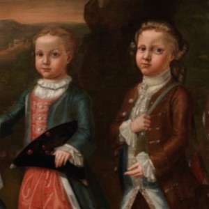 painting of 18th century children dressed formally