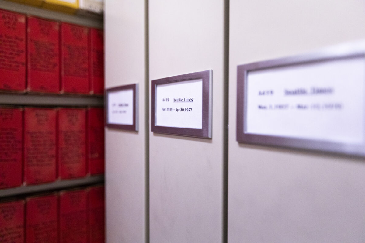 A view of the microfilm cabinets