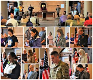 Portraits of a variety of people reading the constitution